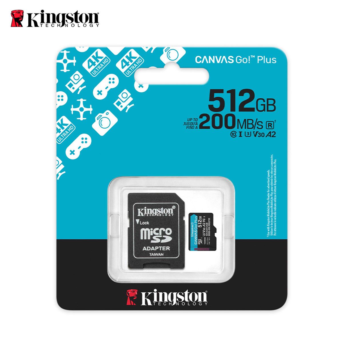 KINGSTON - Tarjeta De Memoria Kingston Canvas Go Plus Con Adaptador Sd 512gb