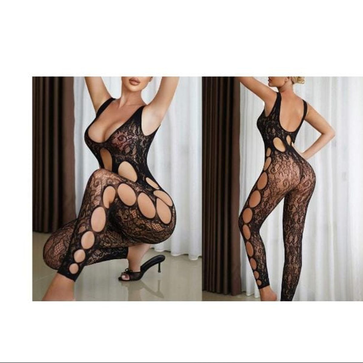 GENERICO - Enterizo com diseño de rosas negro