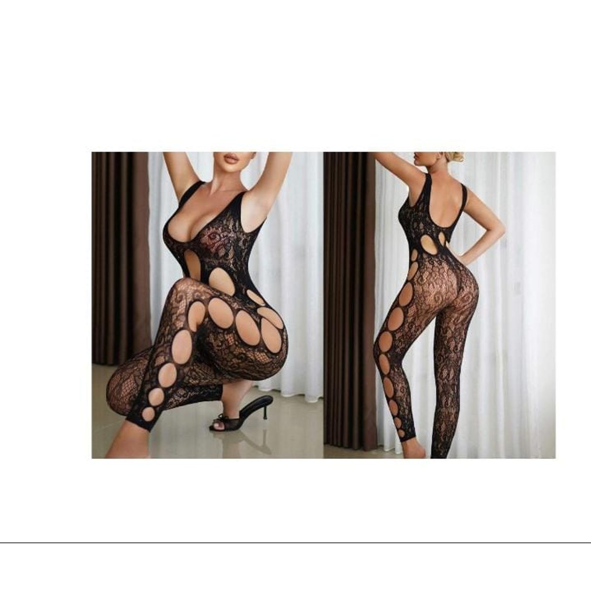 GENERICO - Enterizo com diseño de rosas negro