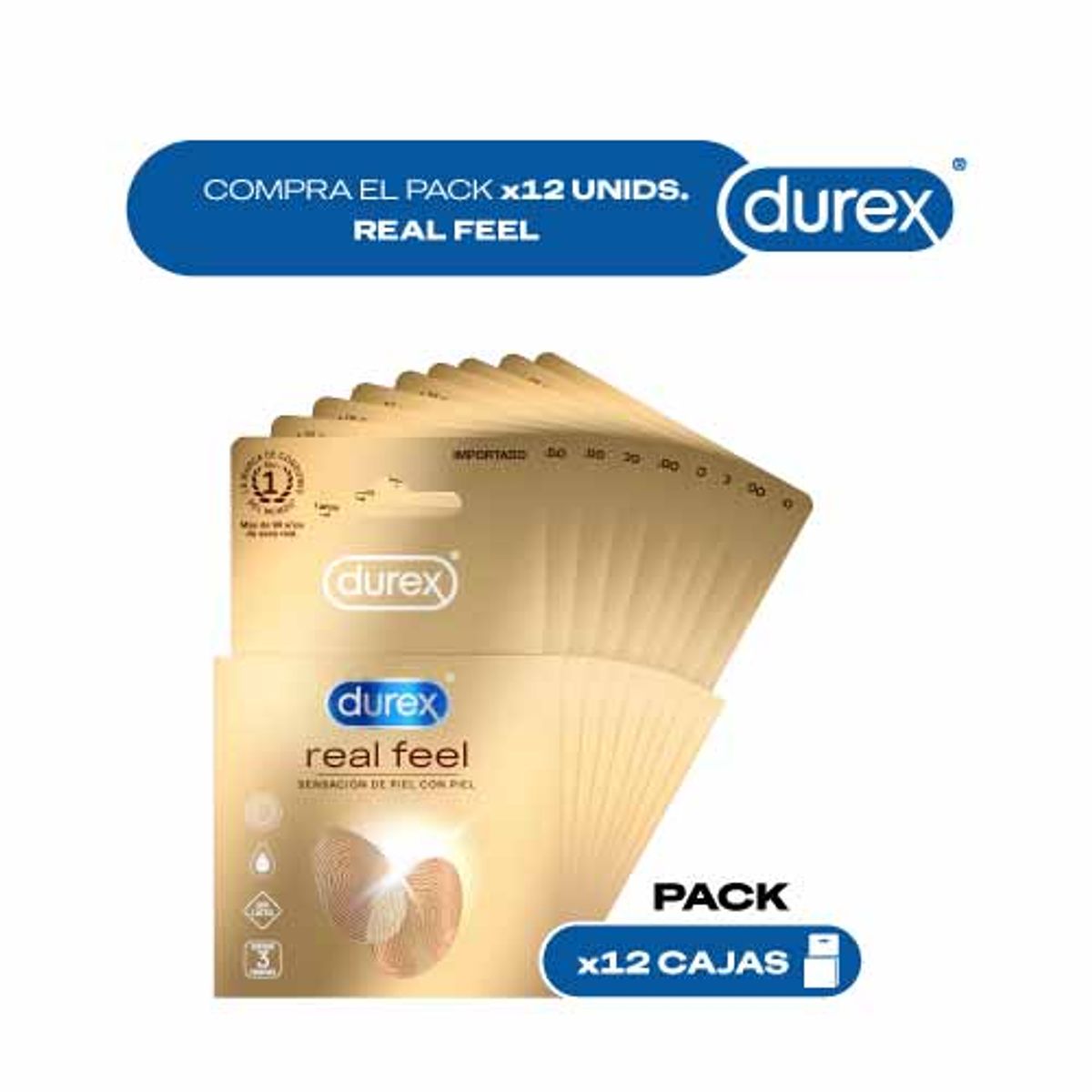 DUREX - Pack x12 cajas Durex Real Feel x 3unid
