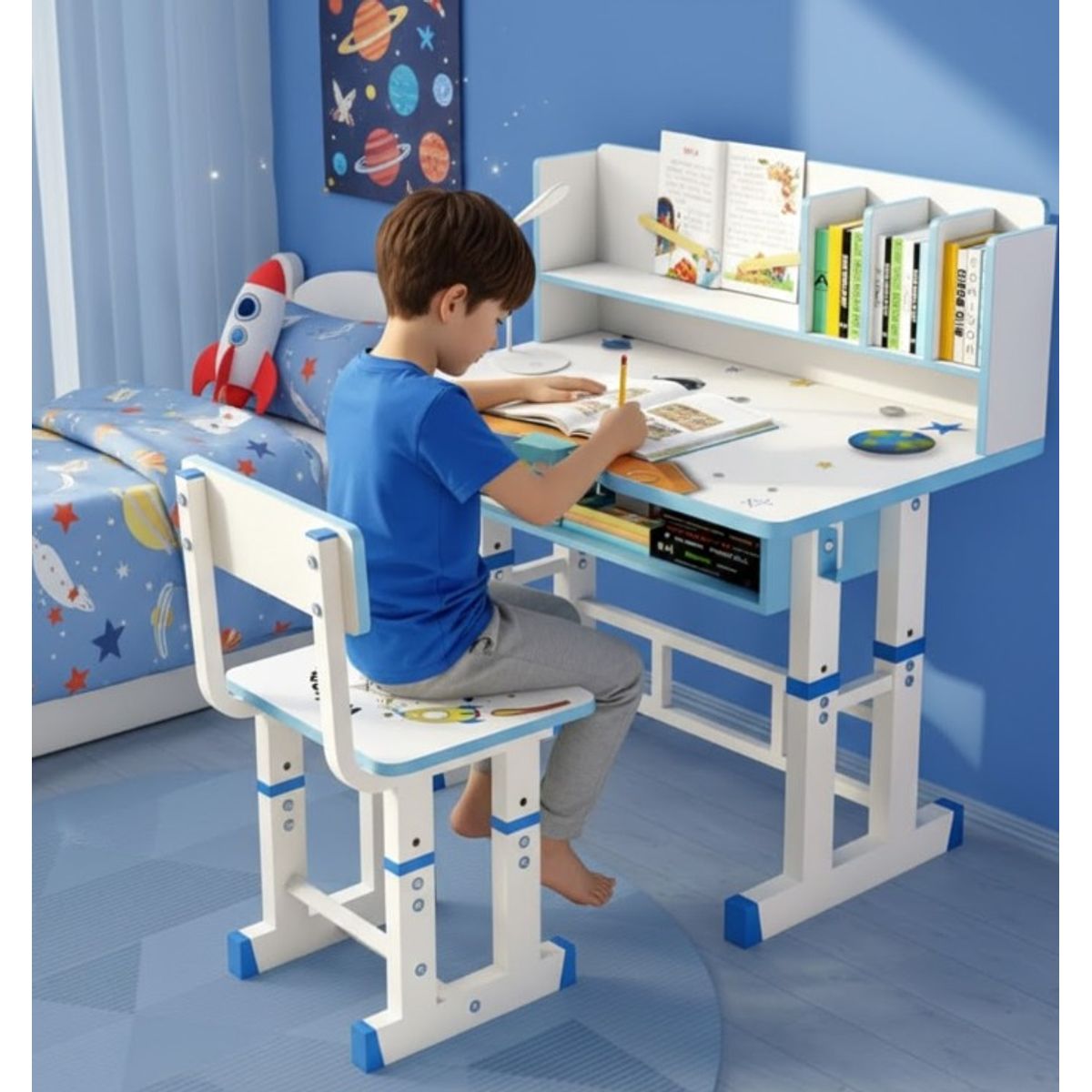 GENERICO - Mesa Escritorio De Niños Con Silla Moderno Infantil F-3314