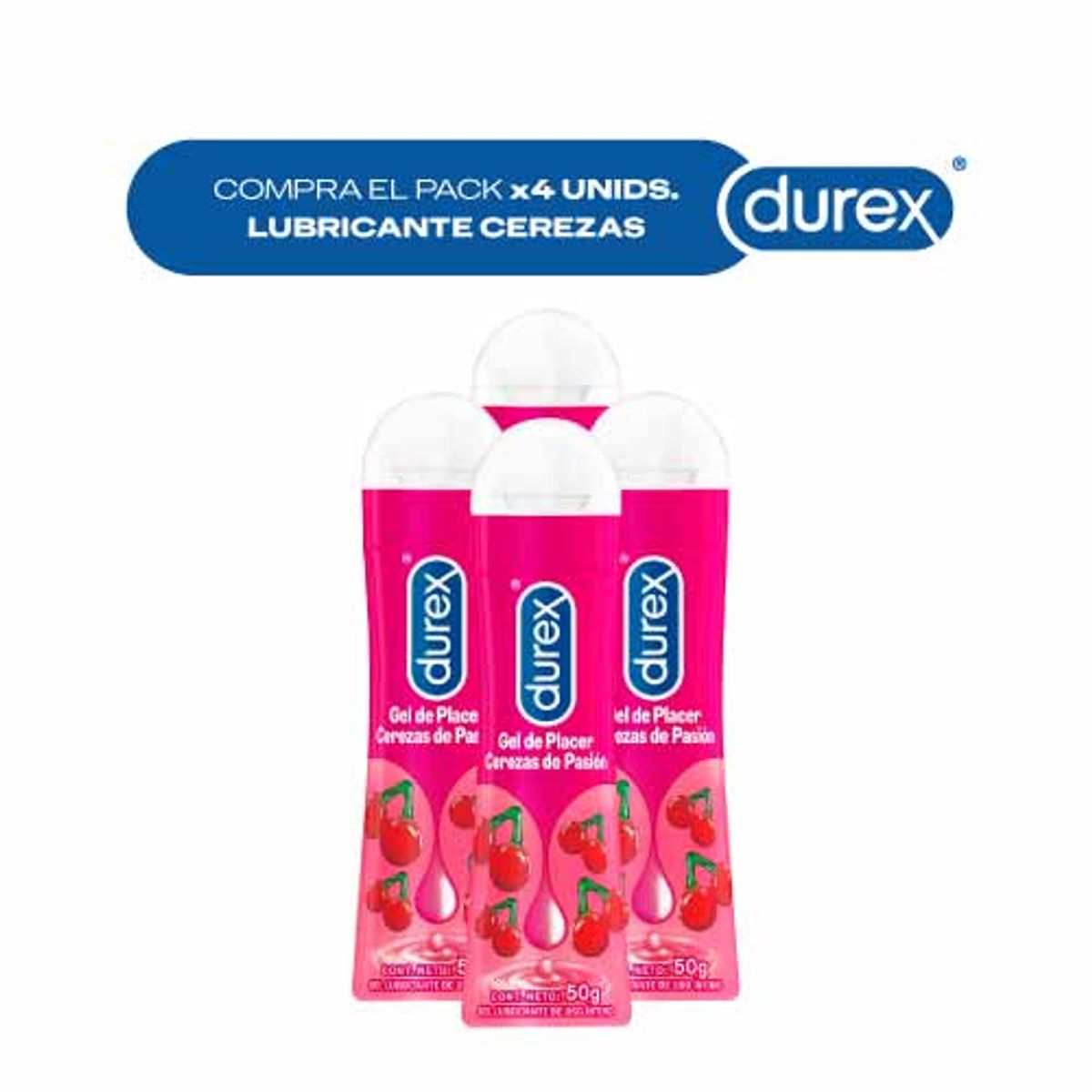 DUREX - Pack x4 Durex Lubricante Cerezas 50ml