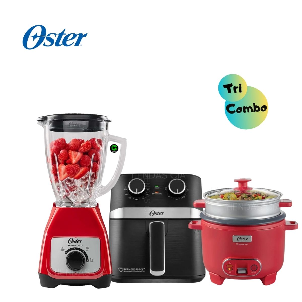 OSTER - TriPack Oster Licuadora + Freidora y Olla Arrocera CKSTRC10DFPNK