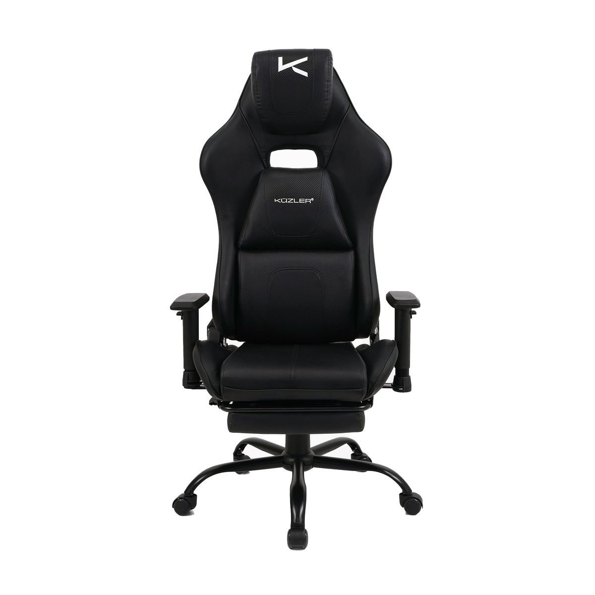 KUZLER - Silla Gamer Ergonómica Negra DRAKTAR2-N con Reposapiés y Reclinación 180°