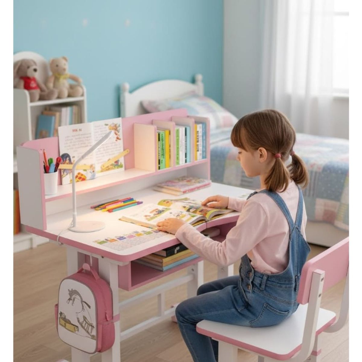 GENERICO - Mesa Escritorio De Niños Con Silla Moderno Infantil Con Posa Libros F-3318