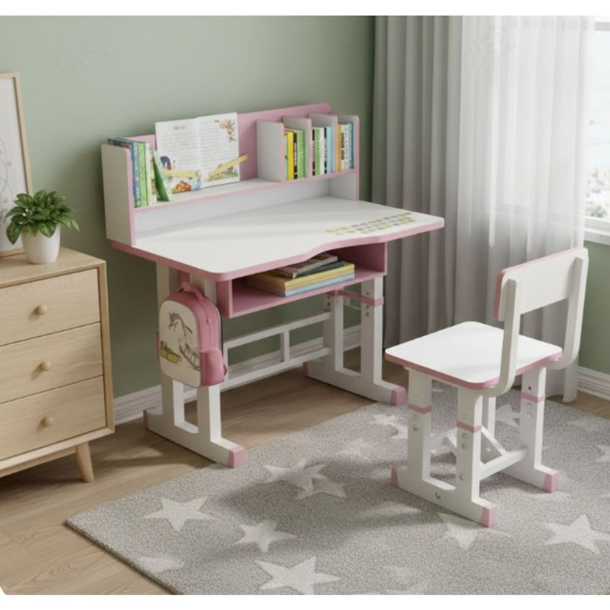 GENERICO - Mesa Escritorio De Niños Con Silla Moderno Infantil Con Posa Libros F-3318