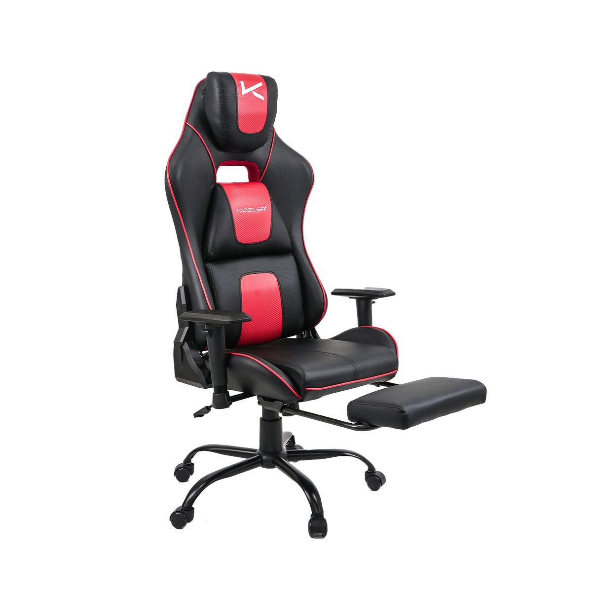 KUZLER - Silla Gamer Ergonómica Roja DRAKTAR2-RN con Reposapiés y Reclinación 180°