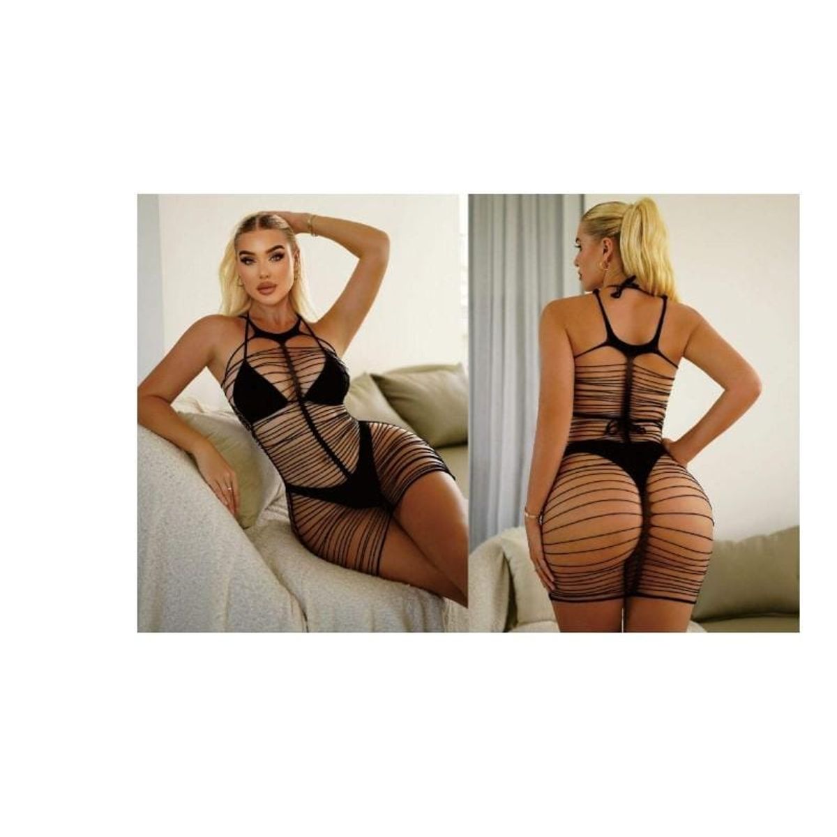 GENERICO - Lenceria vestido sexi de hilos