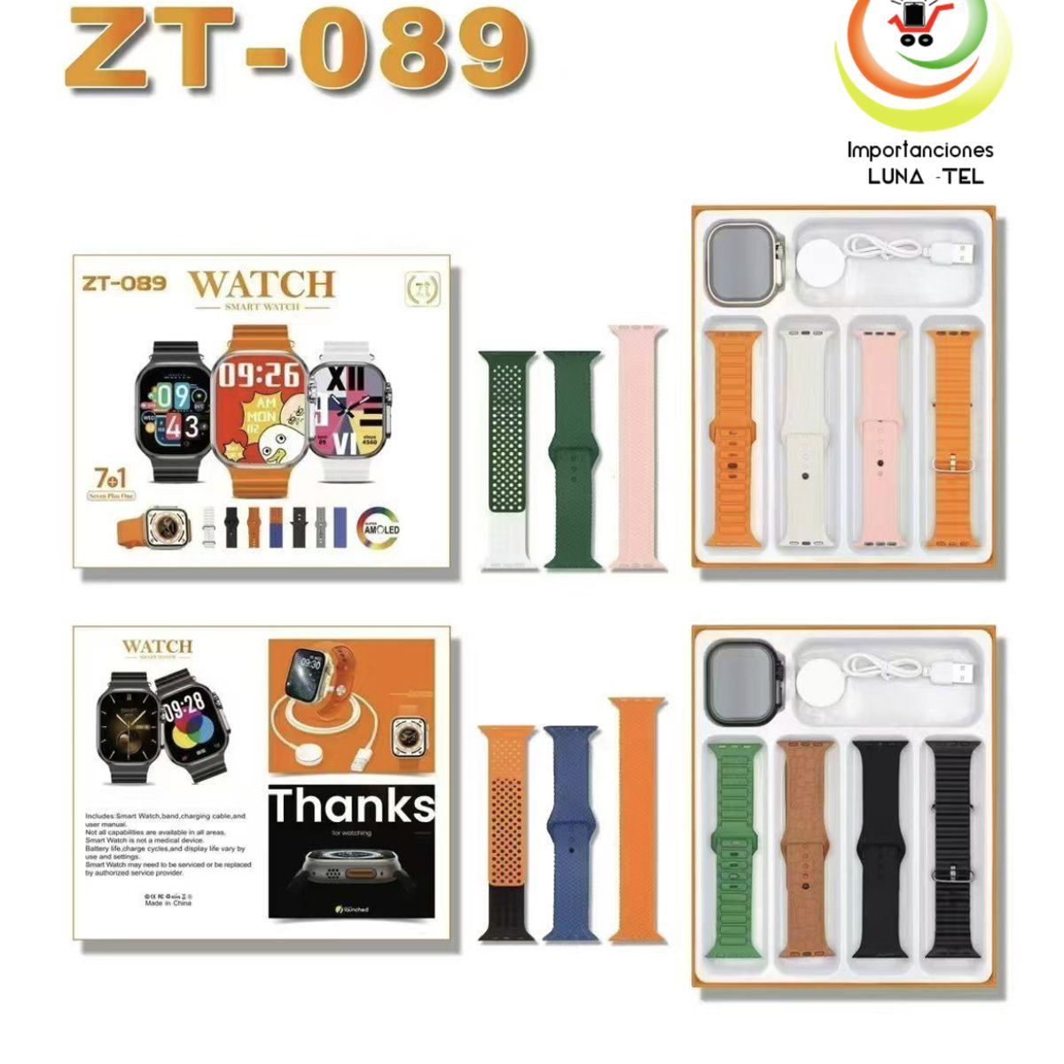 GENERICO - SMART WATCH SERIE ZT-089 7 EN 1