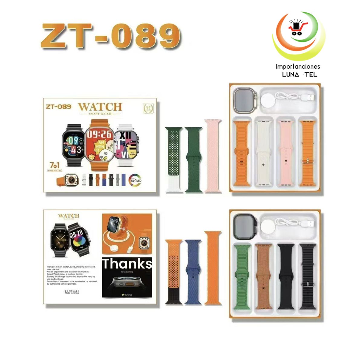 GENERICO - SMART WATCH SERIE ZT-089 7 EN 1