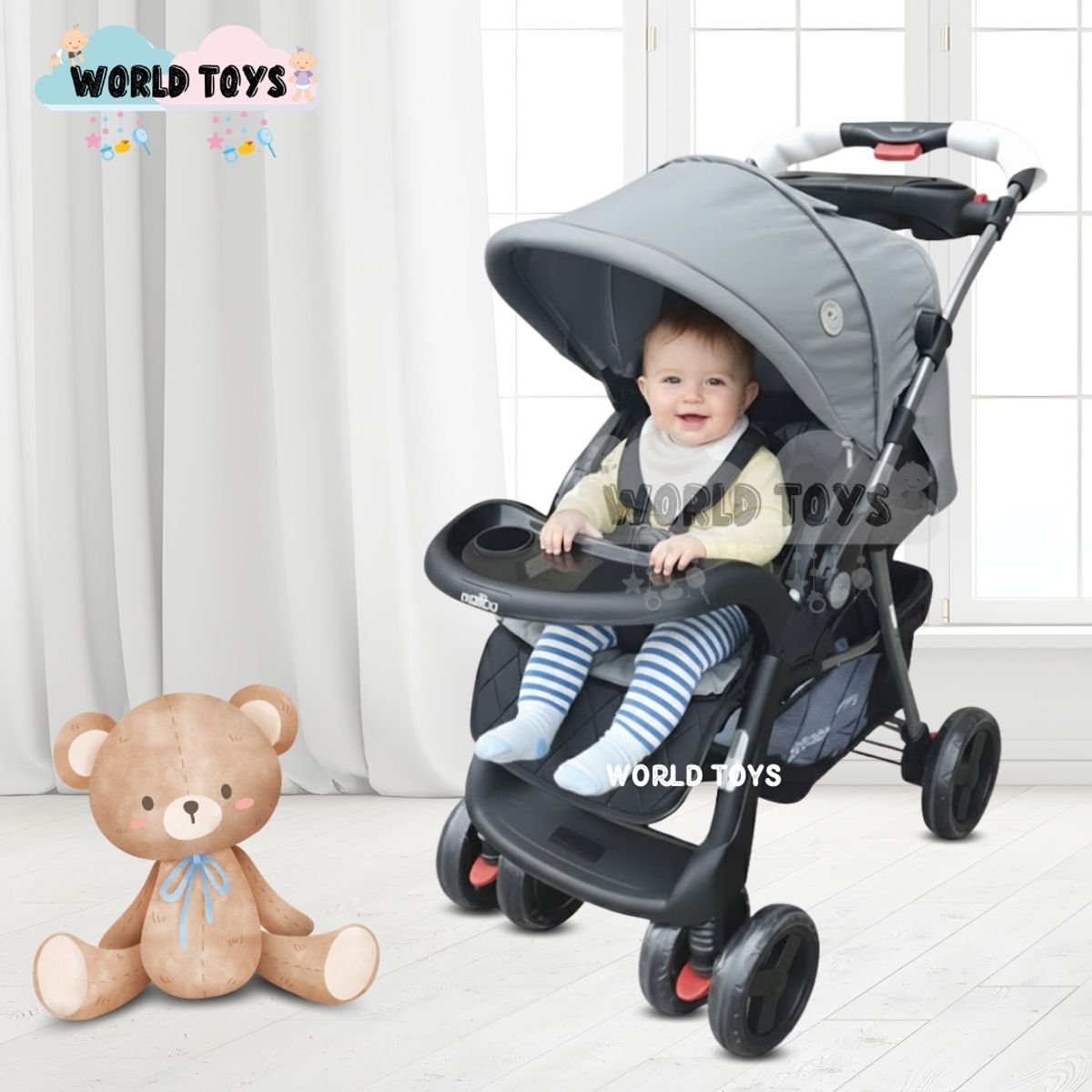 BABY - Coche Cuna Travel System «SWEET GARDIAN» con Porta bebé Light Gray