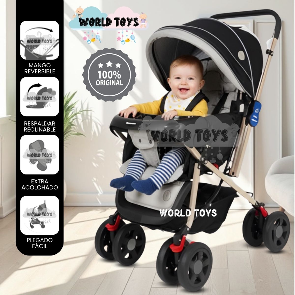 Baby - Coche Cuna Baby Happy «VINTAGE CRAFT» Black