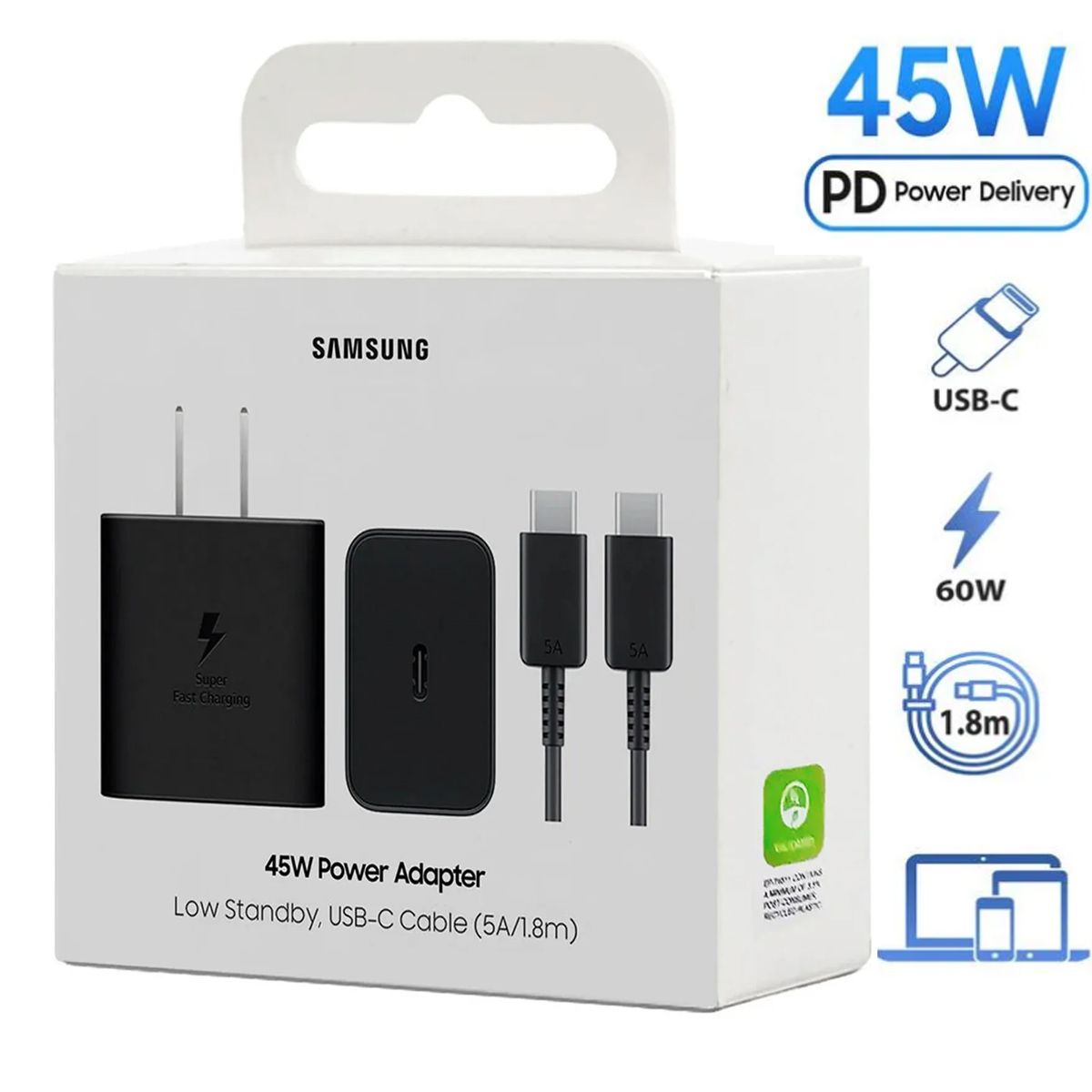 SAMSUNG - Cargador 45W para S21 Ultra con Cable 18 m Oficial