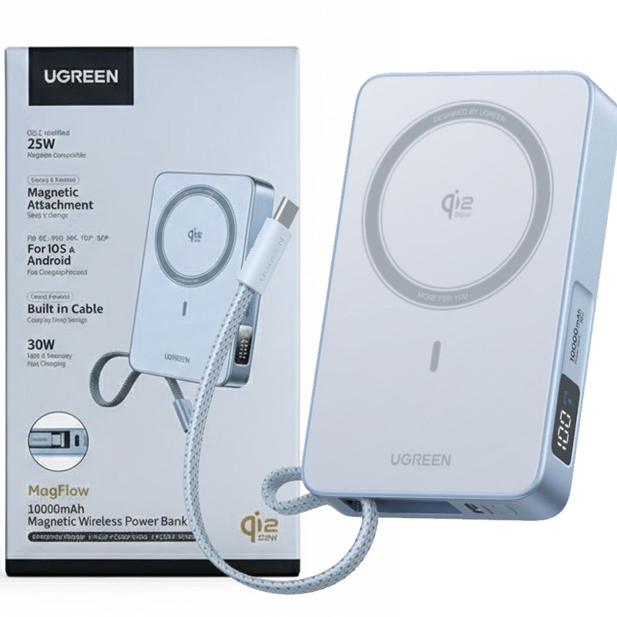 UGREEN - Power Bank Magnetico Ugreen Qi2 25W Tipo C 10000 Mah Magflow