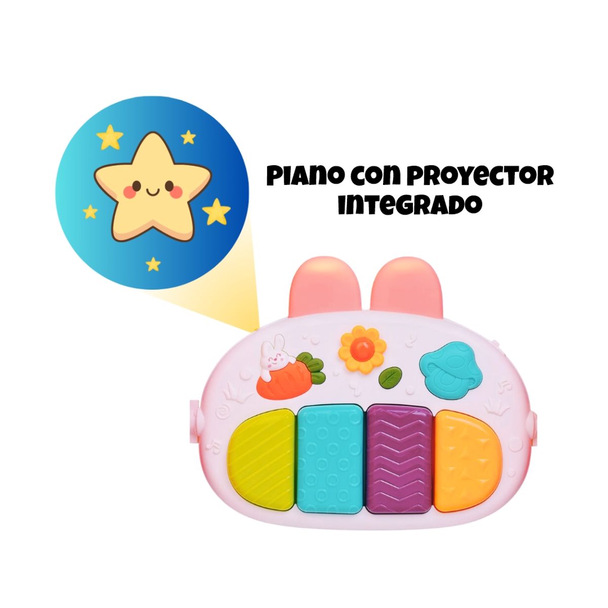 BIBI - Gimnasio Bebé 2 en 1 con Piano y Proyector Integrado - ROJO