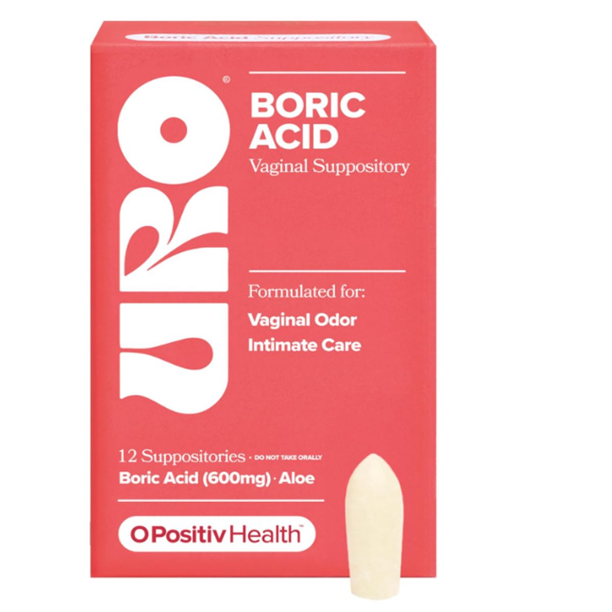 GENERICO - URO Probium O Positiv Supositorio Ácido Bórico 12u Control Rápido Olor y Molestias por Candidiasis