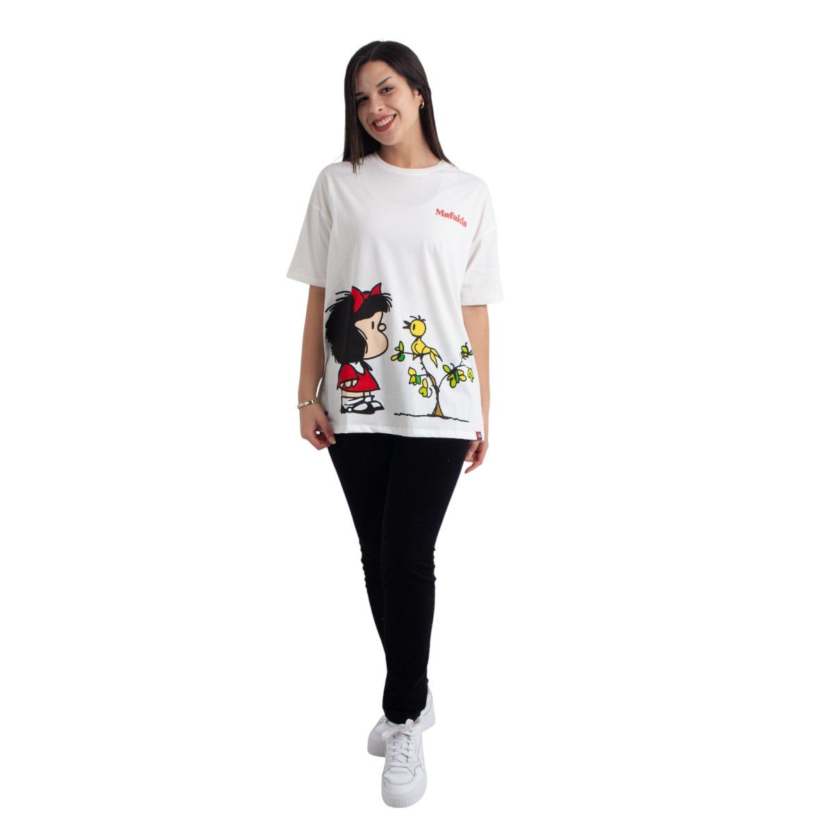 MAFALDA - POLO OVERSIZE MAFALDA MUJER PERLA ALGODÓN