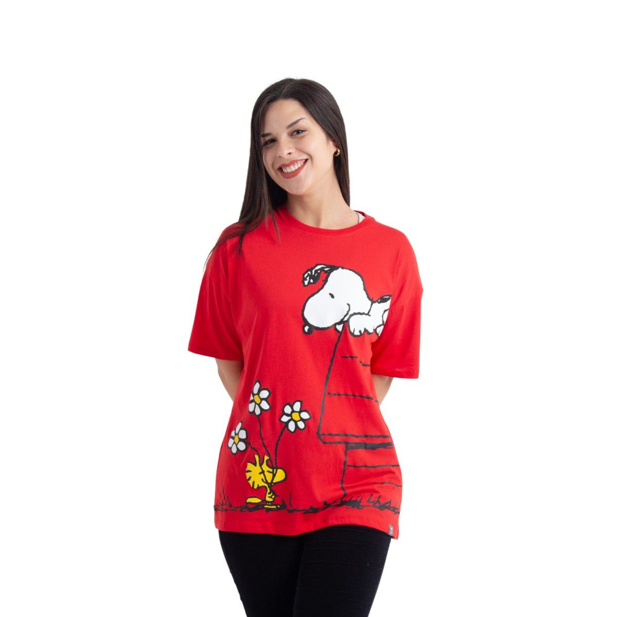 SNOOPY - POLO OVERSIZE MC SNOOPY MUJER ROJO ALGODÓN