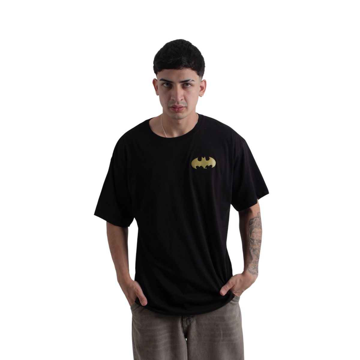 DC COMICS - POLO OVERSIZE  BATMAN HOMBRE NEGRO ALGODÓN