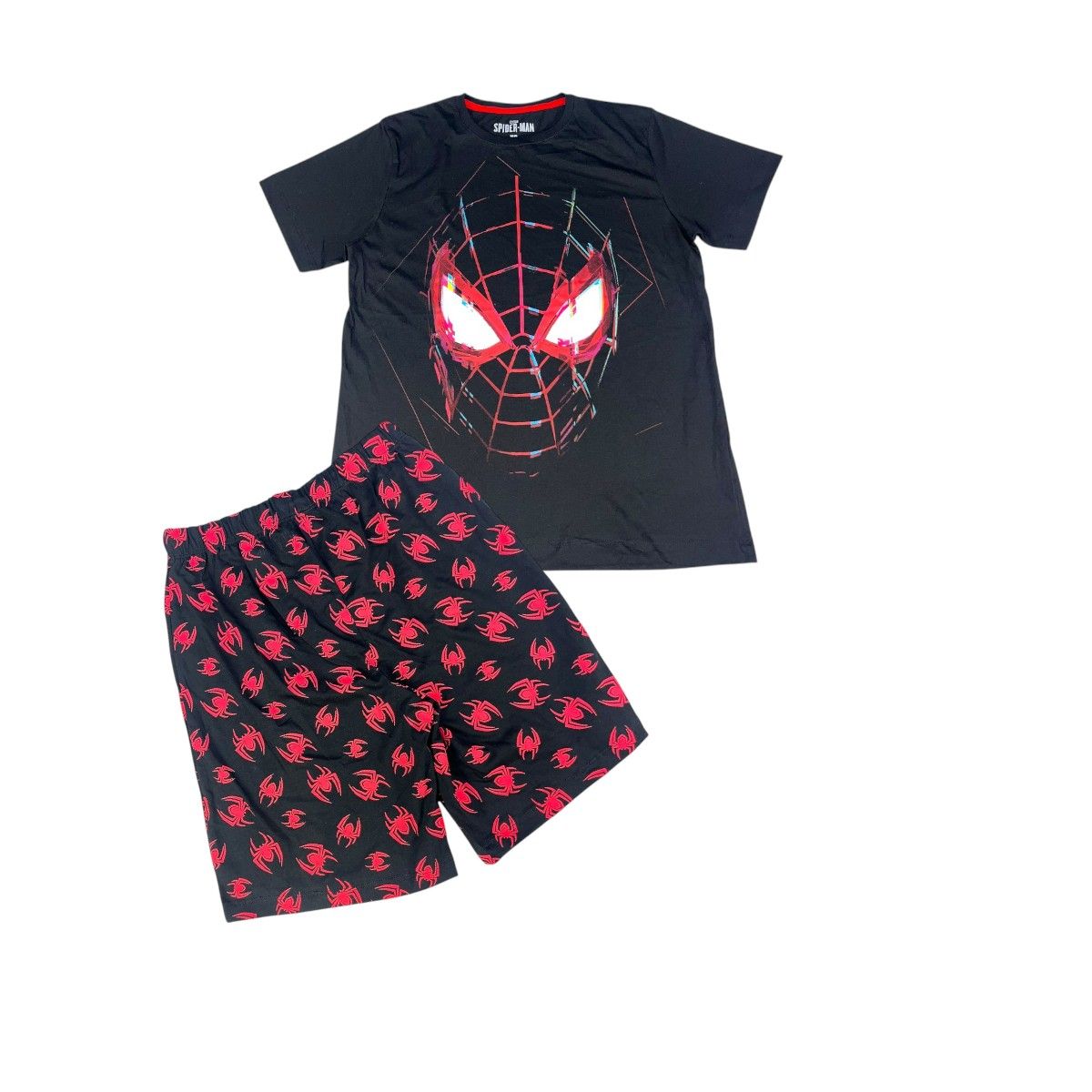 MARVEL - PIJAMA POLO  Y SHORT SPIDERMAN HOMBRE NEGRO ALGODÓN