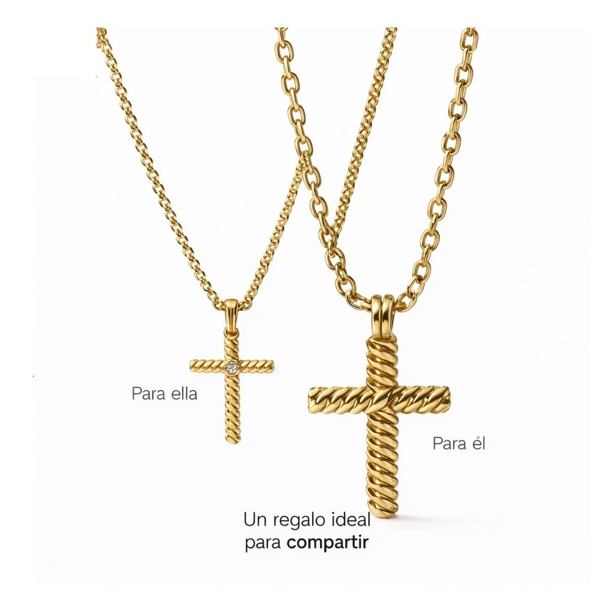 YANBAL - Set 2 Collares Almas Gemelas para parejas con Baño en Oro de 24k