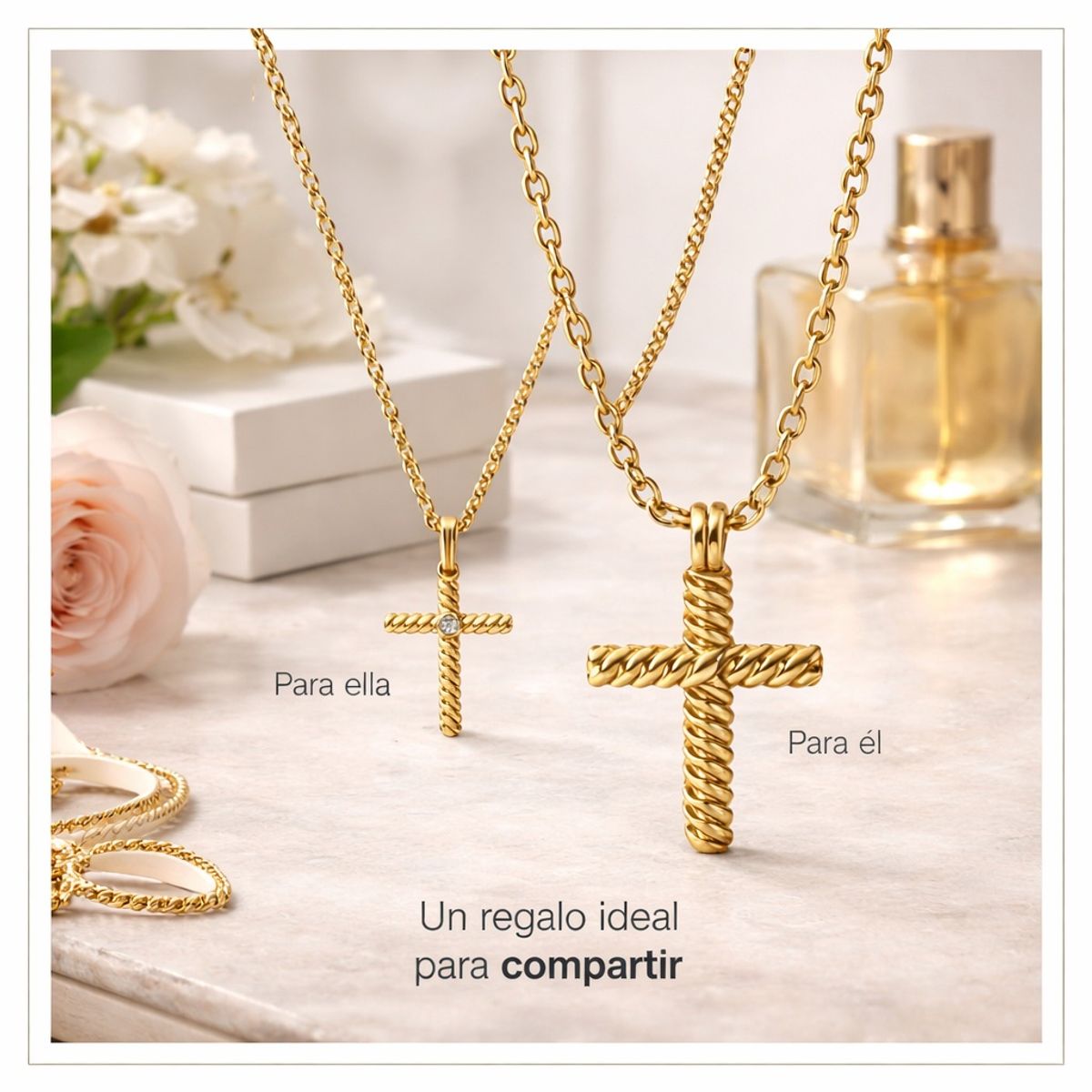 YANBAL - Set 2 Collares Almas Gemelas para parejas con Baño en Oro de 24k