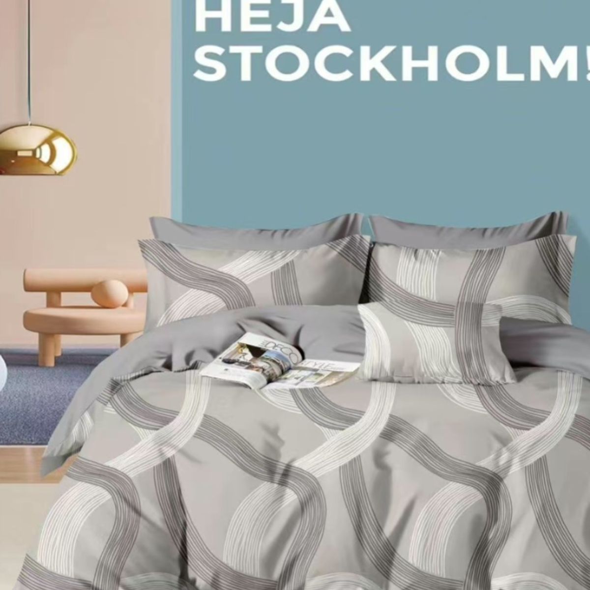 MINGDA - Set de Edredón + Set Sabanas + 2 fundas de 5 Piezas 100% Calidad