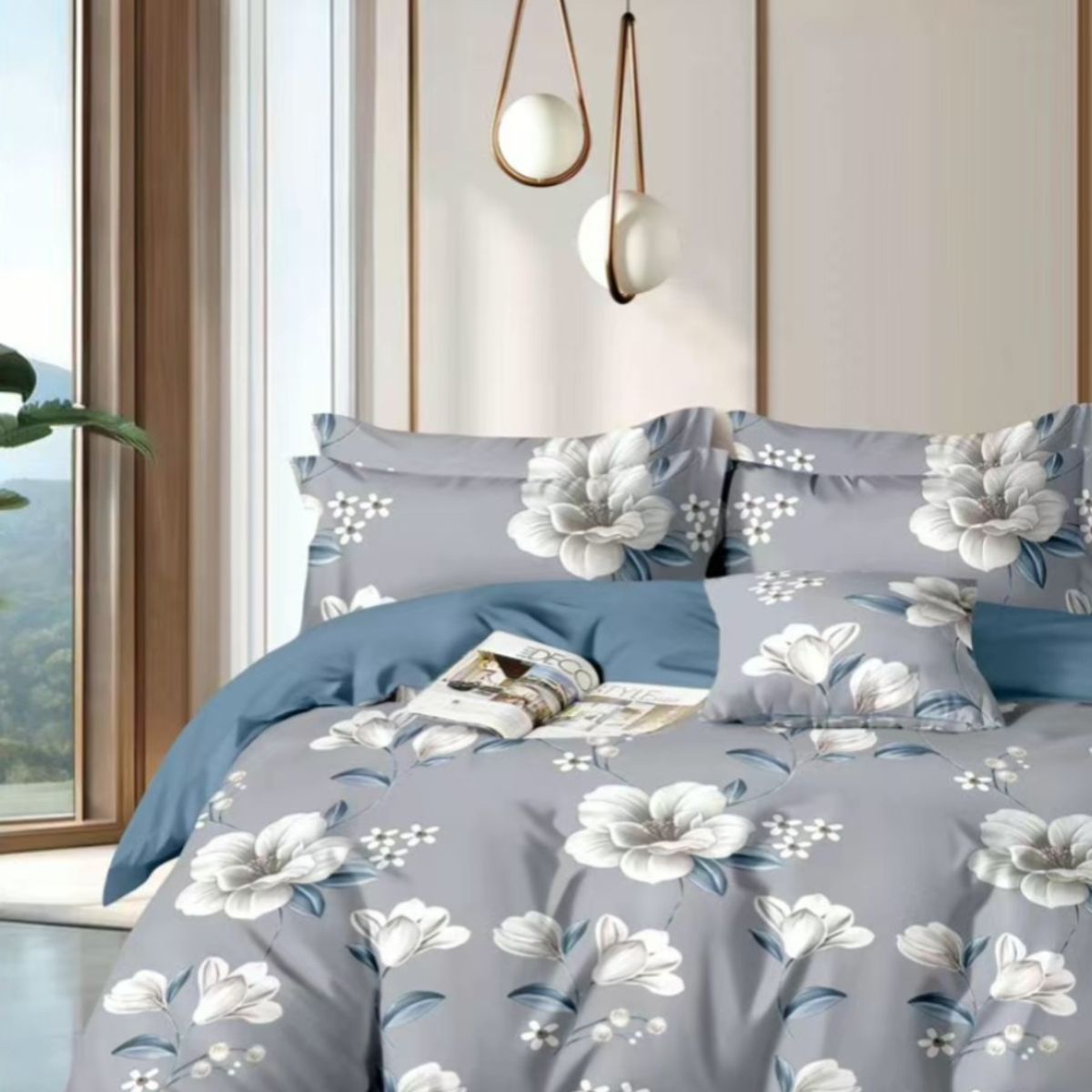 MINGDA - Set de Edredón + Set Sabanas + 2 fundas de 5 Piezas 100% Calidad