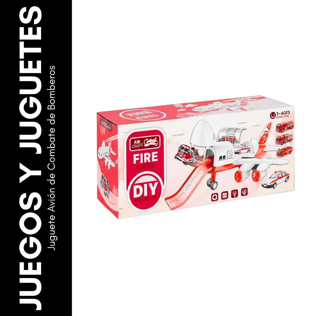 GENERICO - Juguete Avión de Combate de Bomberos