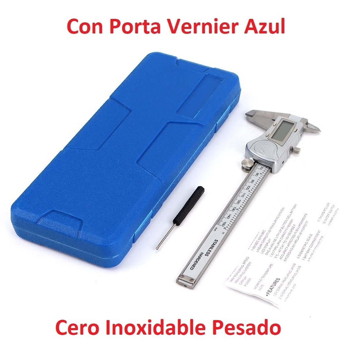 GENERICO - Vernier Pie de Rey Digital Todo Acero Inoxidable Profesional