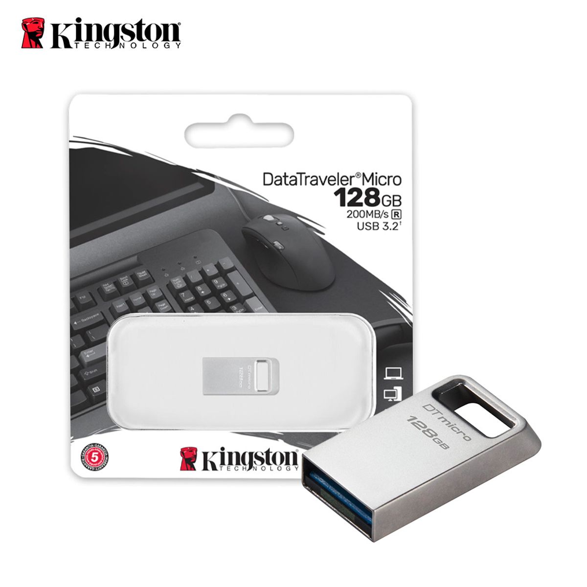 KINGSTON - Memoria Usb Metal 128gb 200mb/s Usb 3.2 Gen 1 Kingston Color Plateado Liso