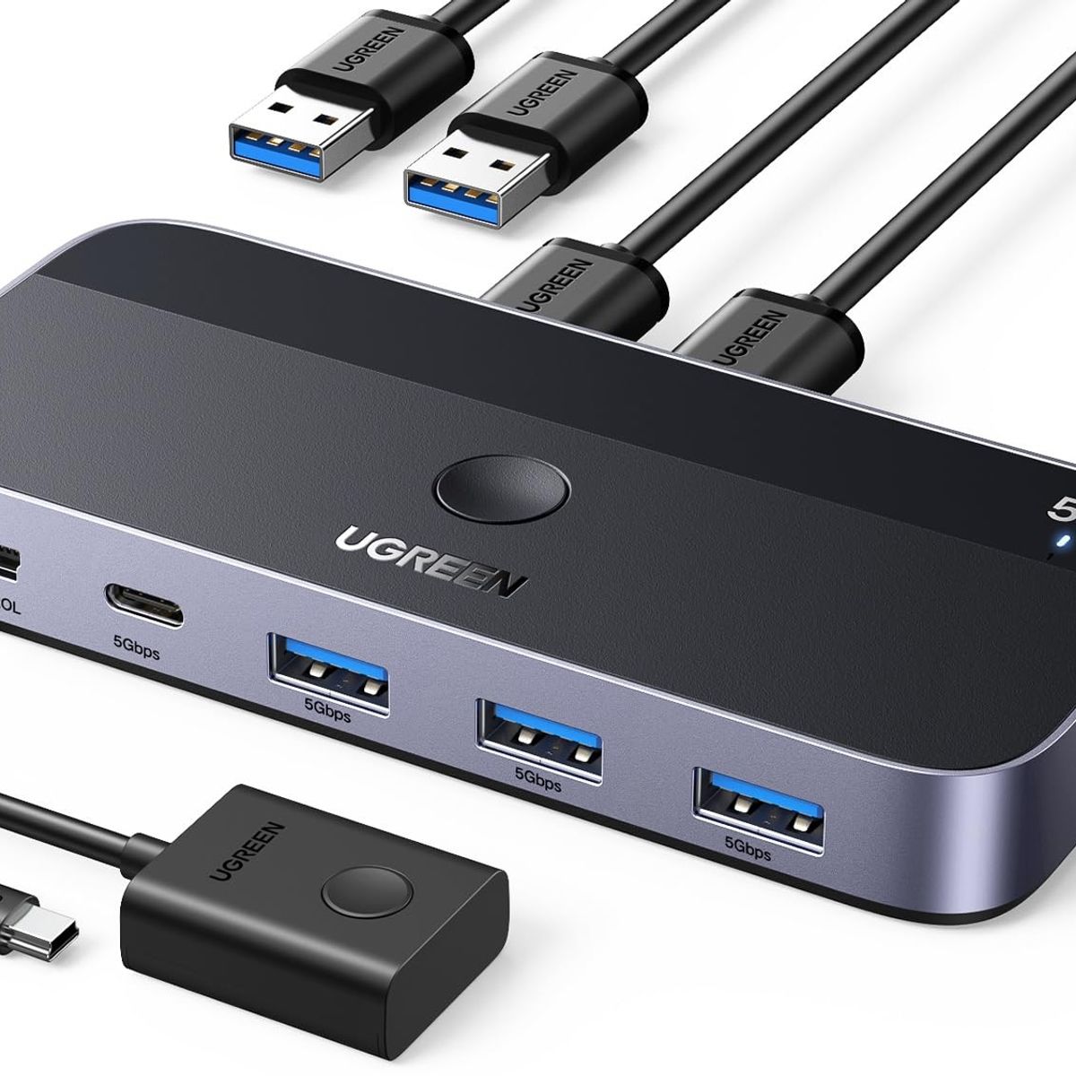 UGREEN - Conmutador Switch USB 3.0 conectar 2 PC con un solo teclado, mouse