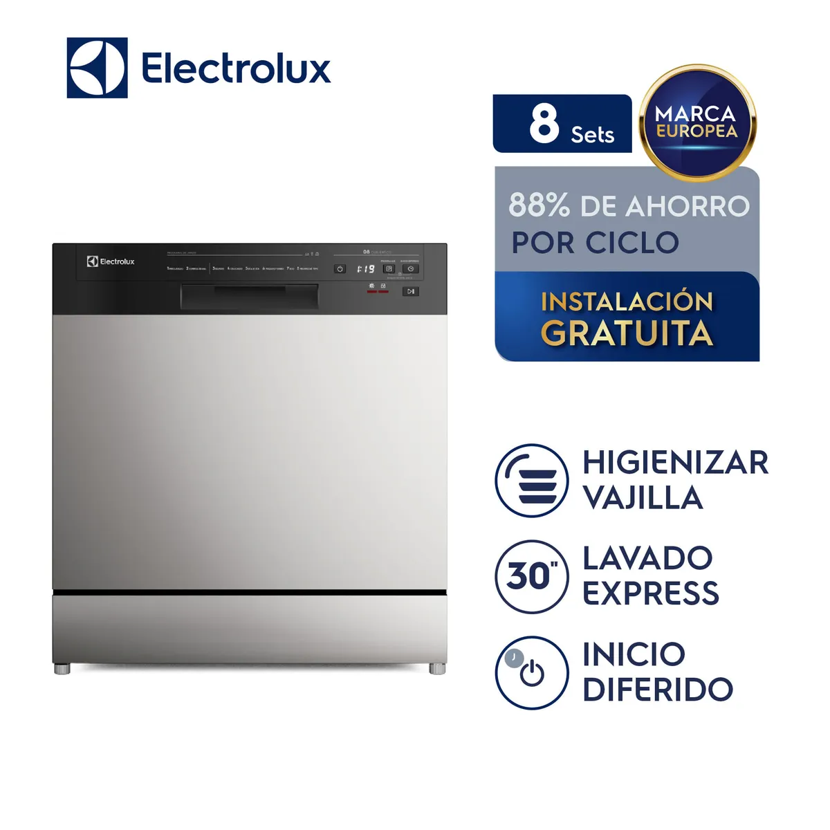 ELECTROLUX - Lavavajillas Electrolux Freestanding 8 Sets Stainless Steel EHFF08E2MSBZG