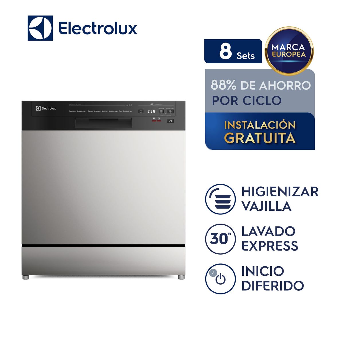 ELECTROLUX - Lavavajillas Electrolux Freestanding 8 Sets Stainless Steel EHFF08E2MSBZG