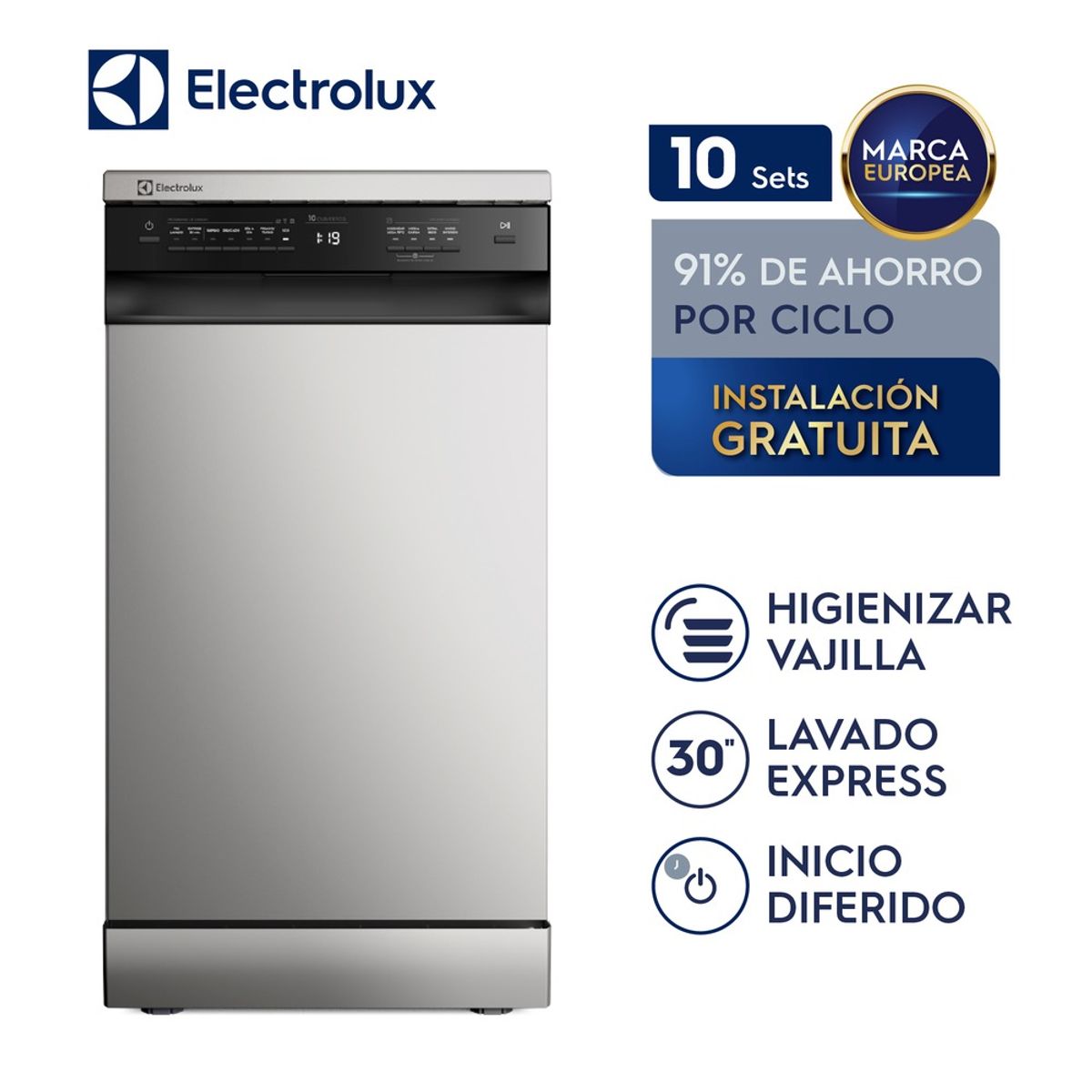 ELECTROLUX - Lavavajillas Freestanding Electrolux 10 Sets Stainless Steel EHFF10E2MSBZG