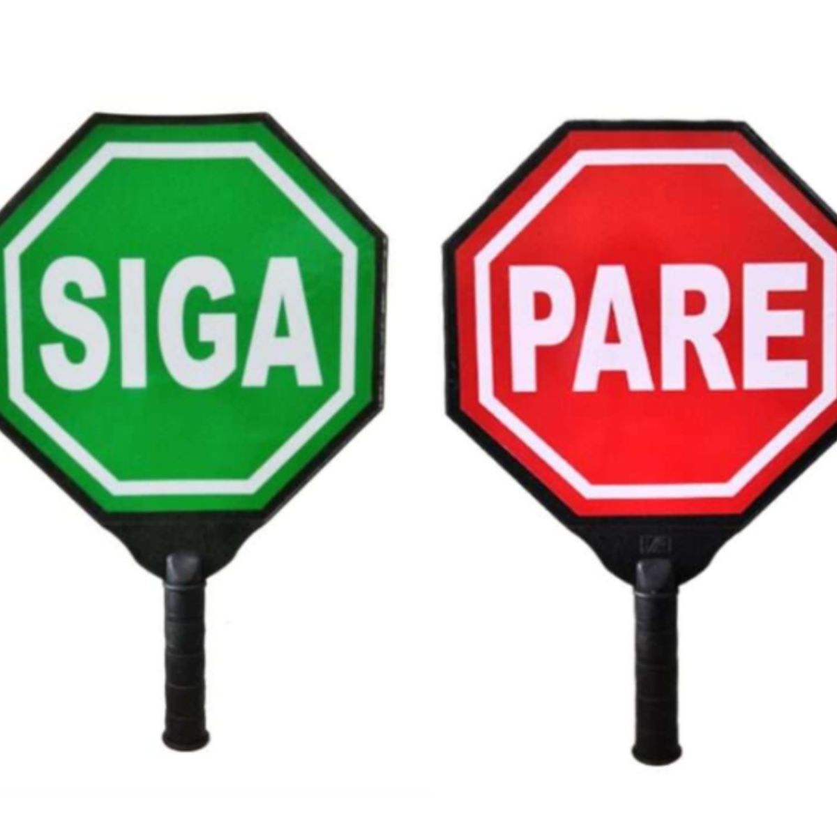 GENERICO - LETRERO DE SEÑAL VIAL PARE Y SIGA REVERSIBLE MATERIAL PVC