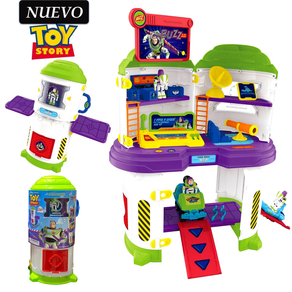 DISNEY - Juguete Base Espacial Buzz Lightyear 2 en 1 con Luces
