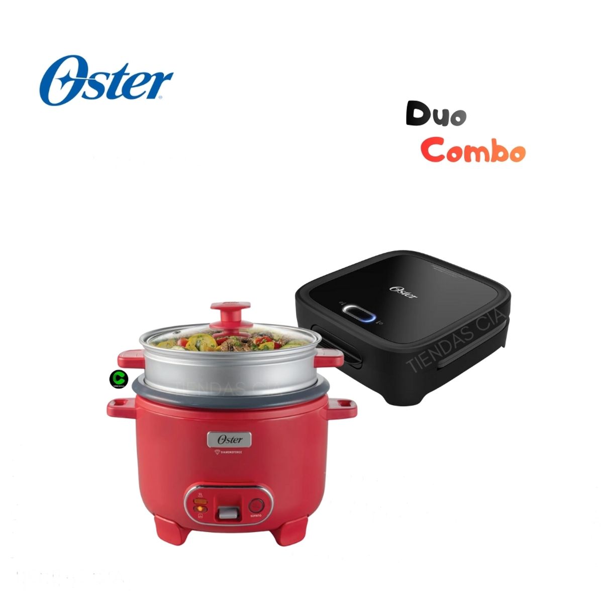OSTER - Combo Oster Olla Arrocera 1.8 L, CKSTRC10DFPNK y Sandwichera CKSTSM400