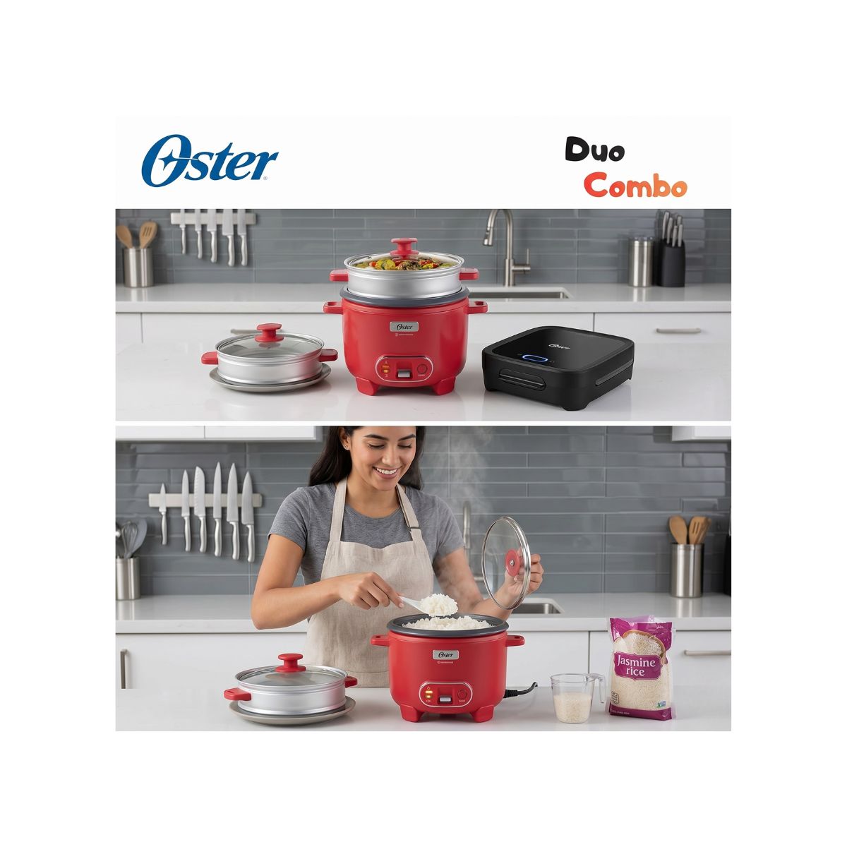 OSTER - Combo Oster Olla Arrocera 1.8 L, CKSTRC10DFPNK y Sandwichera CKSTSM400