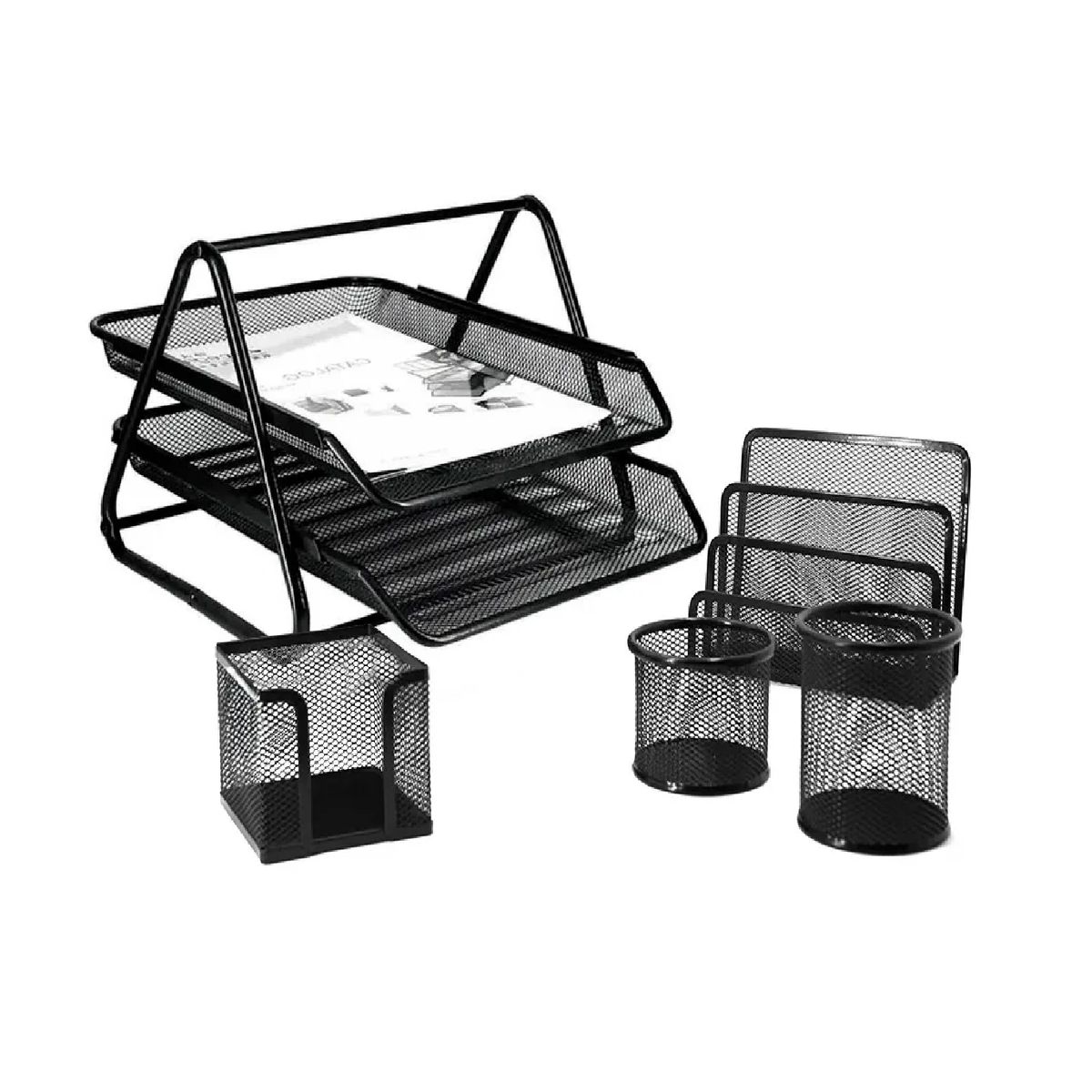 GENERICO - Set Organizador De Escritorio Y Oficina, 5 Piezas De Metal