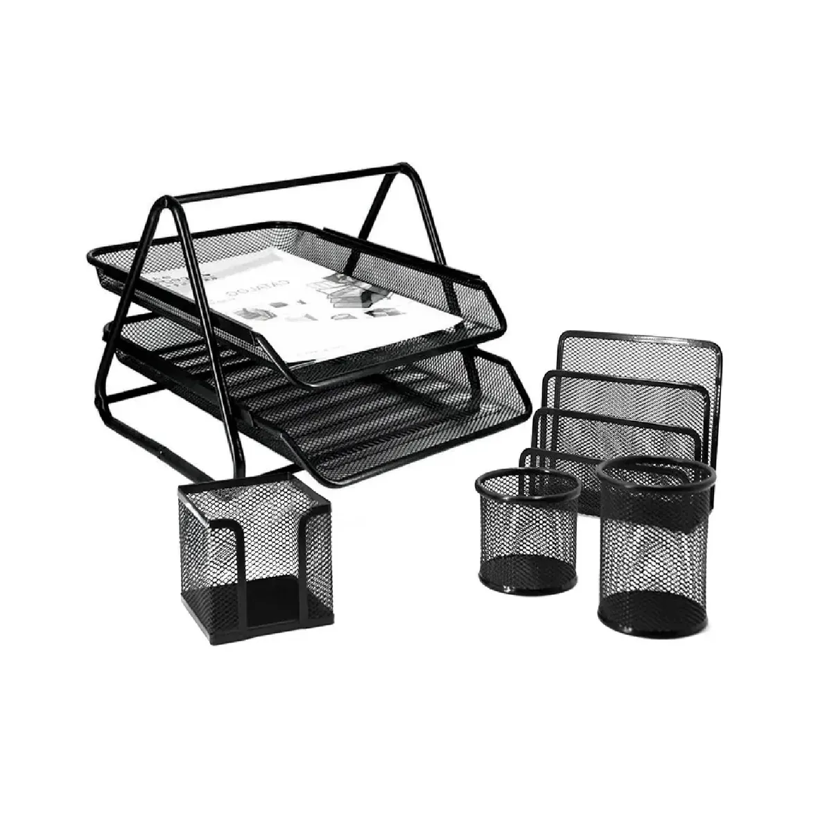 GENERICO - Set Organizador De Escritorio Y Oficina, 5 Piezas De Metal