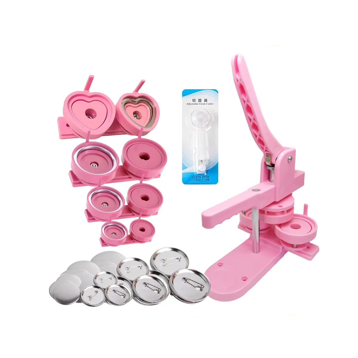 GENERICO - Máquina para Hacer Pines  Botones  Llaveros Metálicos  Button Maker ROSA