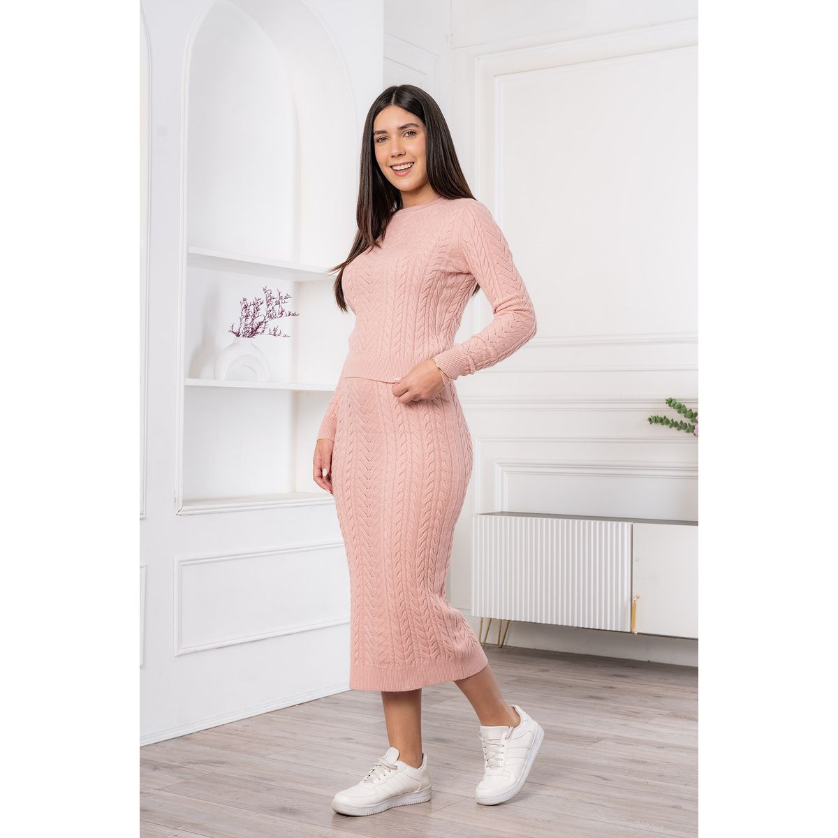ARMA TU LOOK - SET BRUNELLA CONJUNTO CHOMPA Y FALDA CASHMERE TRENZADO