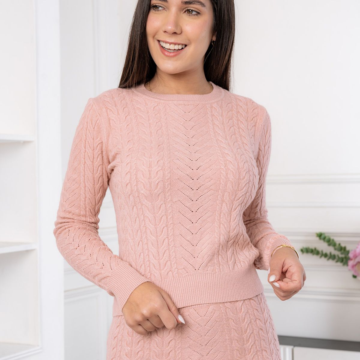 ARMA TU LOOK - SET BRUNELLA CONJUNTO CHOMPA Y FALDA CASHMERE TRENZADO