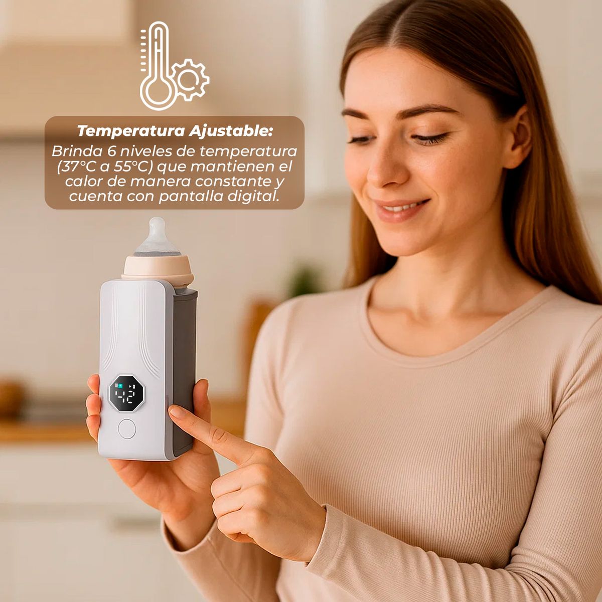 BUYPAL - Calentador de Biberón Portátil Recargable con Pantalla Digital