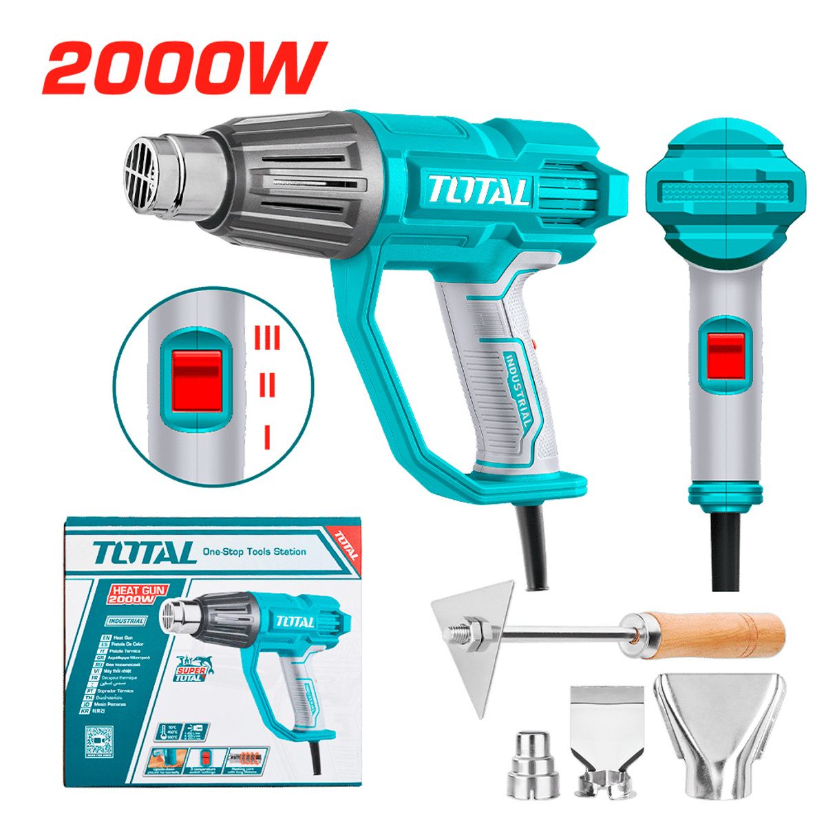TOTAL - Pistola de Calor Graduable 2000W con Accesorios Total