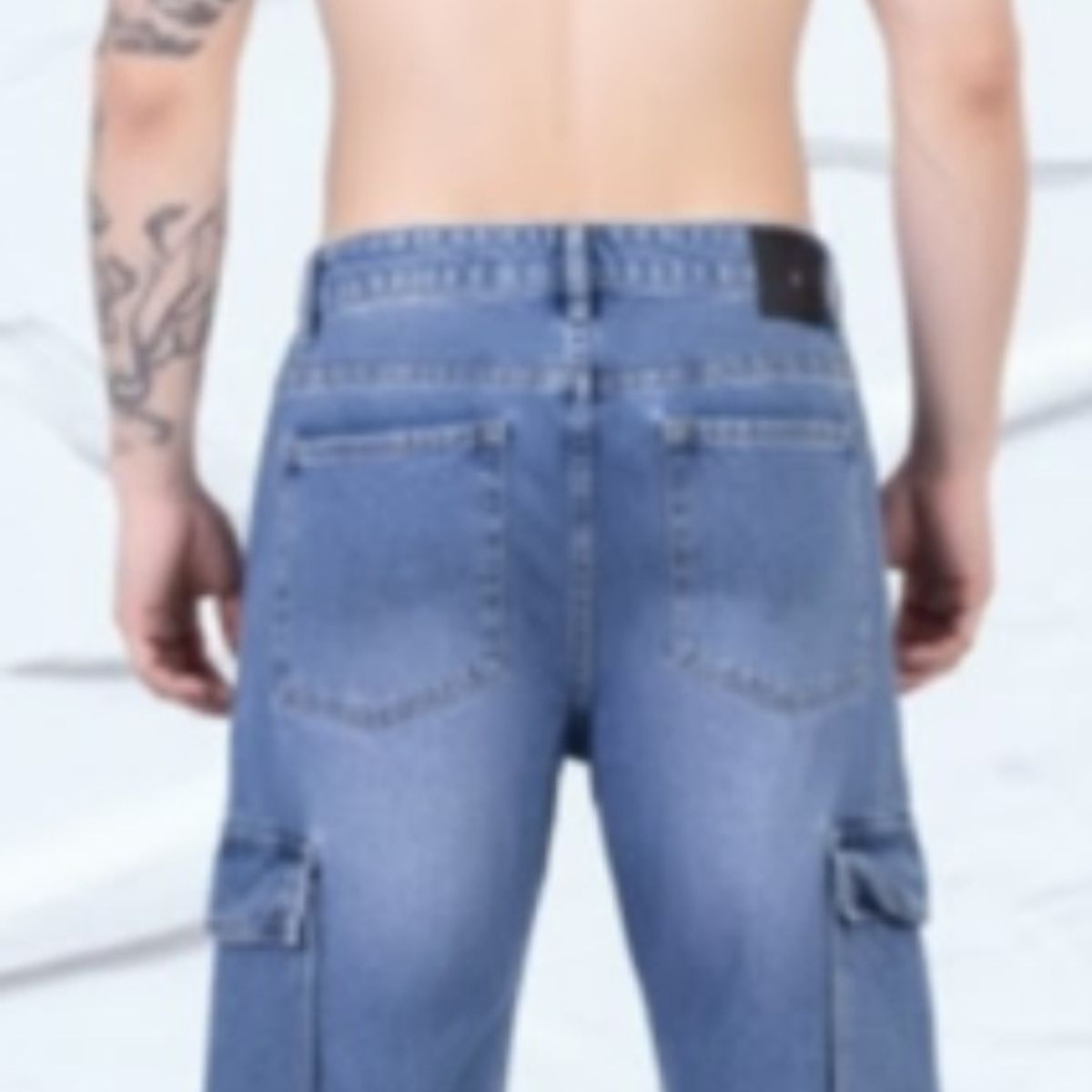 GENERICO - Pantalon jean  cargo Celeste