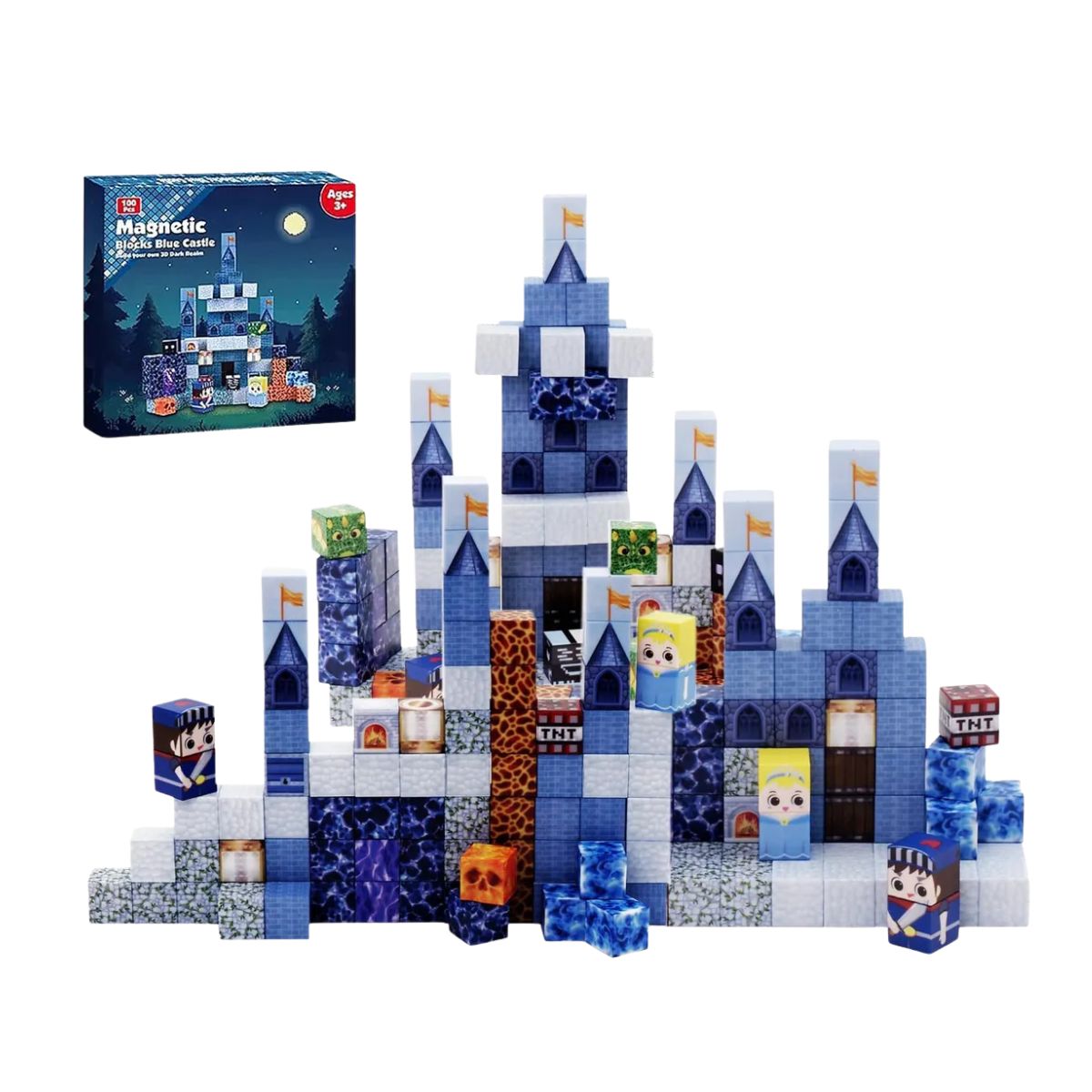 GENERICO - Bloques Magnéticos Minecraft Castillo Frozen 100 Pcs