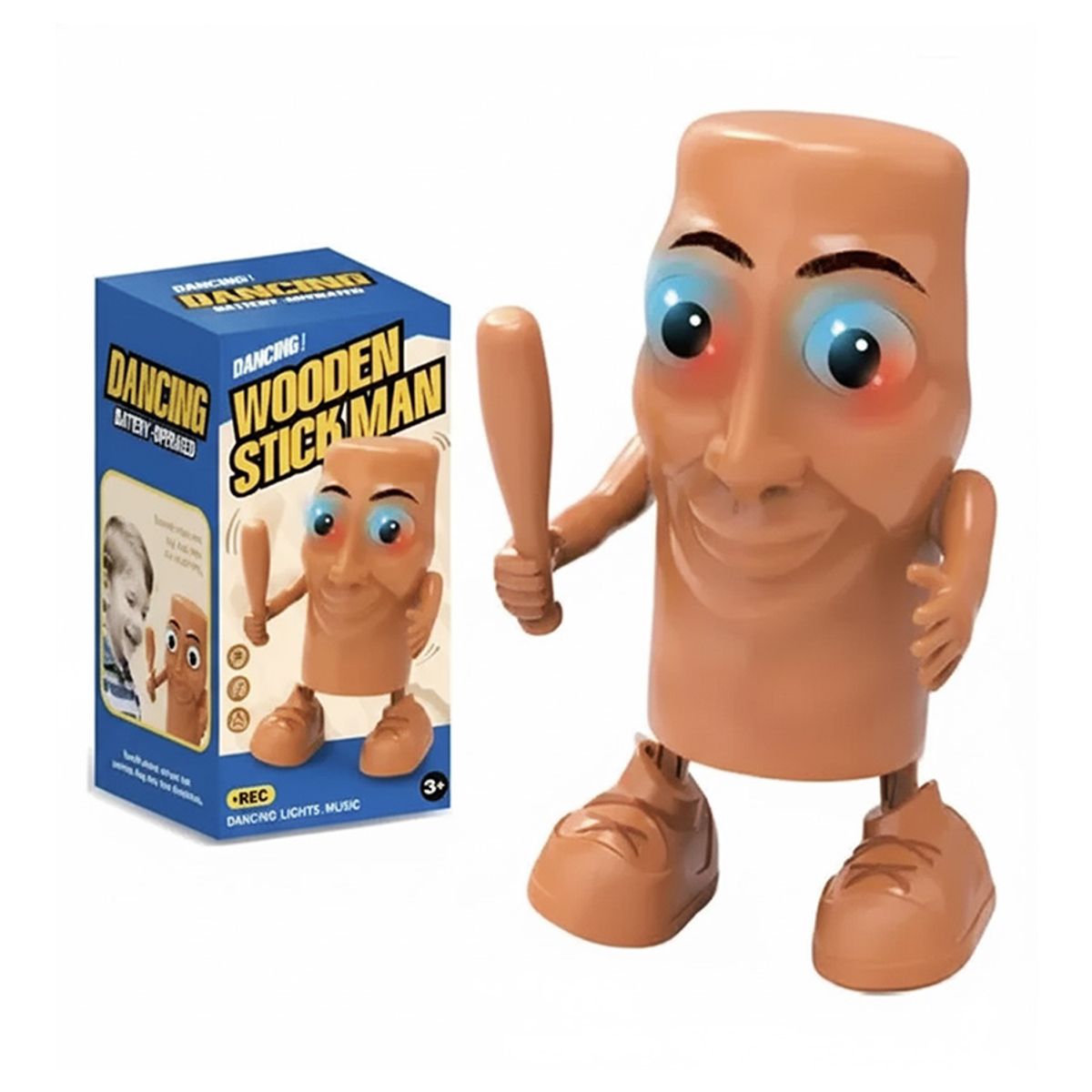 GENERICO - Muñeco Bailarin Thung Thung Sahur Wooden Stick Man Dancing Battery