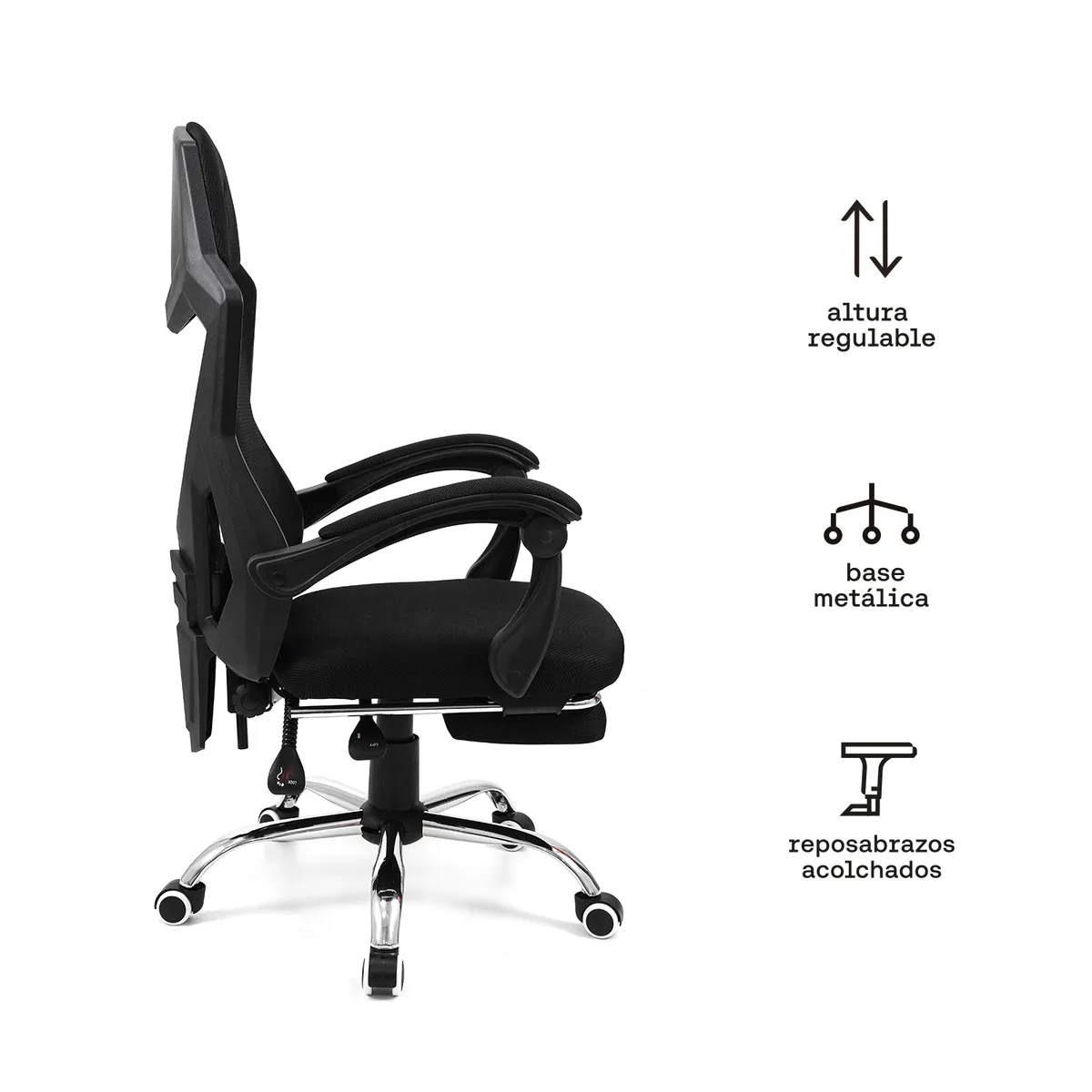 KUZLER - Silla de Oficina Negra Kuzler TOVA-101N Ergonómica con Reposapiés
